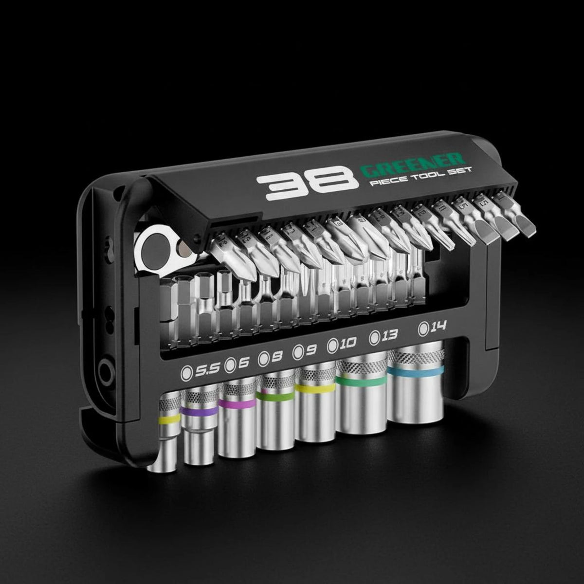 38pc Ratchet Socket Wrench Set, Chrome Vanadium Steel, Extension Rods Auto Repair Kit