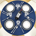Fitted Round Plastic Vinyl Table Cloth Flannel Backing Elastic Edge Waterproof Table Protector for Dining Room Table Cover