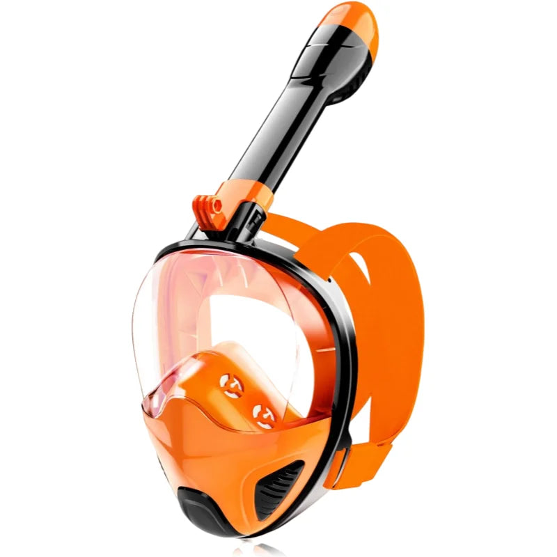 Full Face Snorkel Mask for Adults & Teens, 180° Panoramic View Snorkeling Gear with Removable Camera Mount, Anti-Fog Leak-Proof