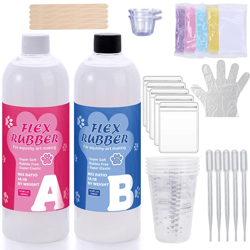 Taba Squishy Kit Liquid Silicone Gel Super Soft Squishy Kit 1:1 AB Ratio Resin Silicone for Molding Hamsters Cat Paws DIY
