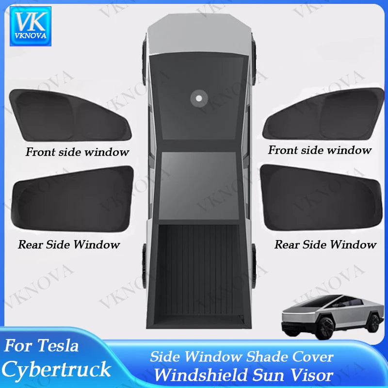 For Tesla Cybertruck 2026 23 Sun Shade Front Rear Side Window Sunshade Windshield Sun Visor Outdoor Camping interior Accessories