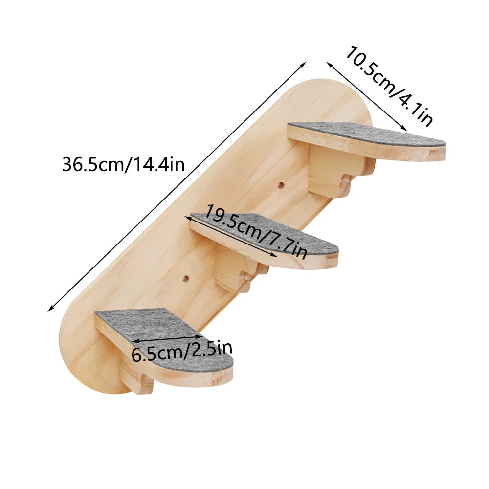 Wall Mounted Cat Tree Wooden Shelves Scratching Posts Climbing Cat tower Hammock With Solid Floating Perches Steps and Ladder