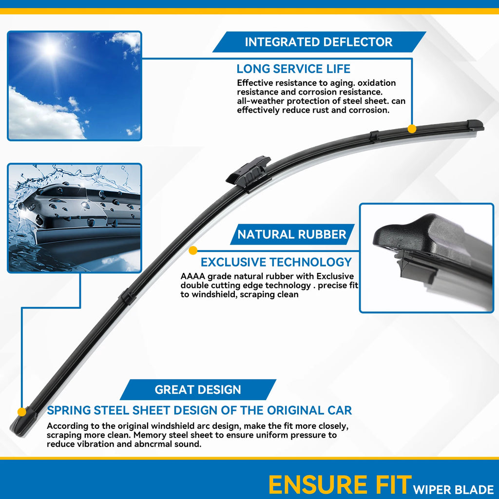 Front windshield wiper blades for Dacia Sandero 3/Streetway, Renault Logan/Jogger 2020-2024