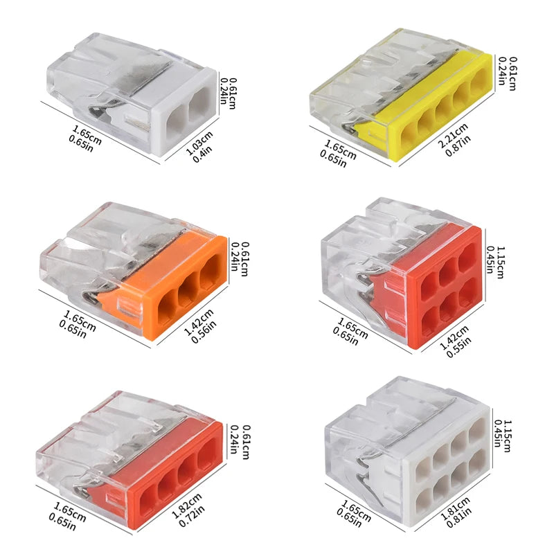 50Pcs Mini Quick Wire Connectors 2/3/4/5/6/8 Ports Terminal Block Hard Stainless Easy Electric Quick Push-In Light House Wiring