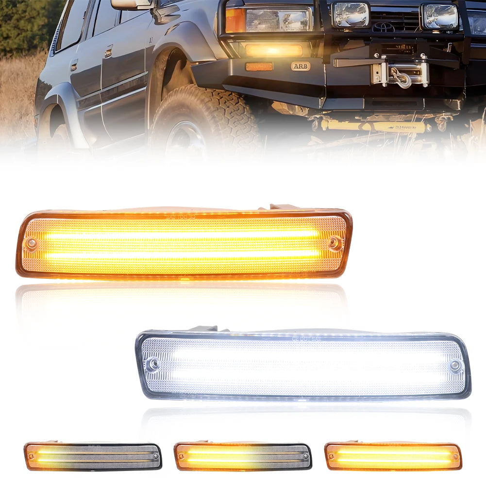 2X Front Bumper Parking Light Turn Signal Light DRL Light W/ LED For 1991-1997 Toyota Land Cruiser FJ80 1995-1997 Lexus LX450
