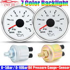 Custom Auto Car 52mm Oil Pressure Gauge+Sensor 7 Color Backlight 0~5Bar 0-10Bar Oil Press Meter with Sensor Marine Boat 12V24V