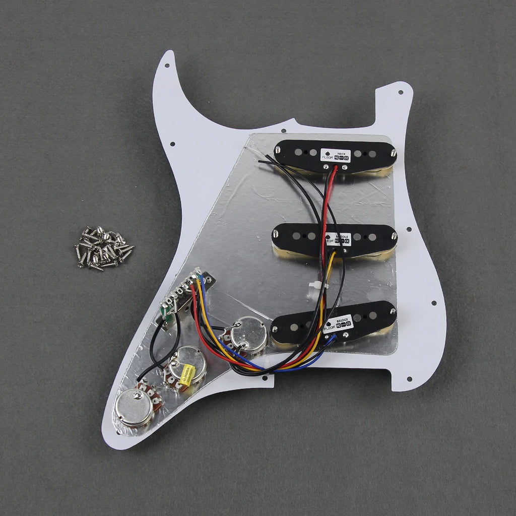 FLEOR Brown Tortoise Prewired Pickguard Alnico 5 Single-coil Pickup Set for 11 Holes SSS ST Guitar Parts