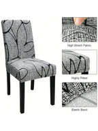 Printed Stretch Dining Chair Covers High Back Universal Slipcover, Color1 4pcs or 6pcs