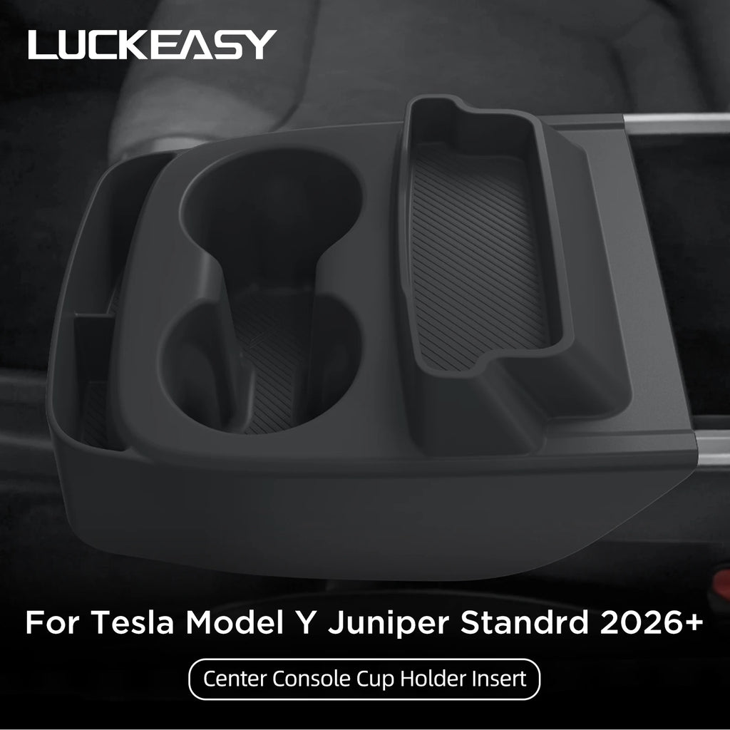 Tesla Model Y Juniper 2026 Center Console Cup Holder Insert Storage Case, Black