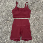 Solid Color gym bike Yoga Set short Legging +cross sport bra Tracksuit Athletic Women Gym Suit Comprehensive Training Jogging