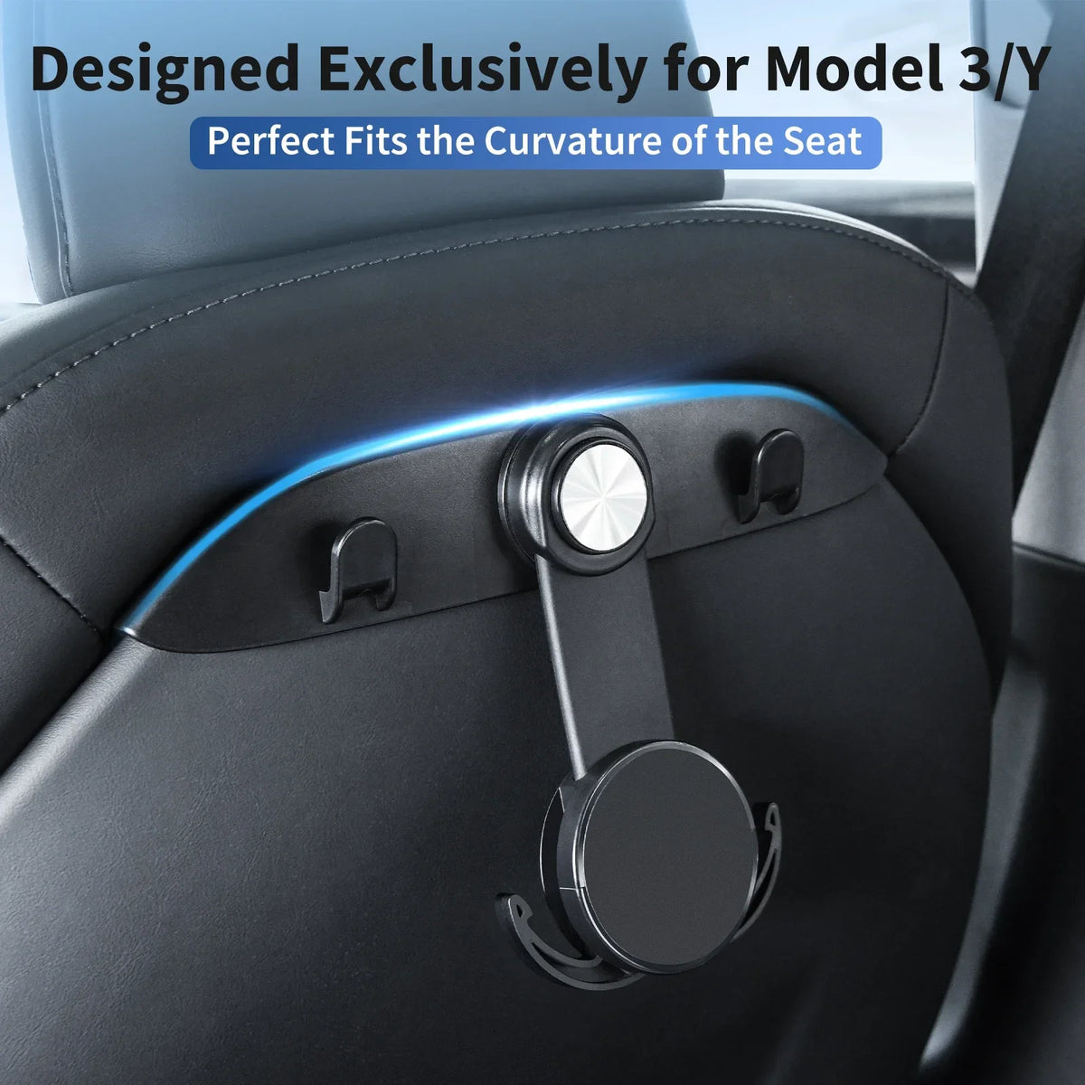 Hipacool Car Seat Back Hook for Tesla Model 3/Y/3 Highland Car Phone Holder Stand Magnetic with Hook Car Interior Accessories