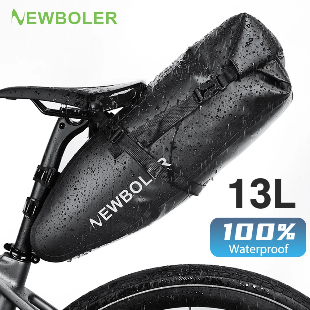 NEWBOLER Bicycle Bag Waterproof 13L Large Capacity Bicycle Saddle Bag Bicycle Foldable Tail Bag Mountain Bike Road Luggage