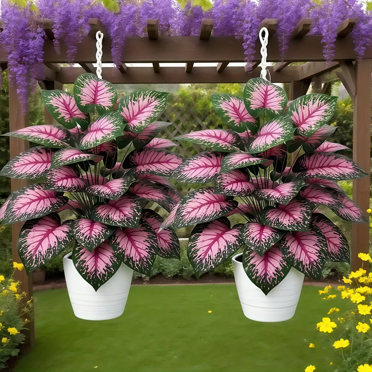 2pcs Pink Peacock Palm Trees Nordic Style Decorative Artificial Plants  for Indoor Outdoor Courtyards Offices Christmas Wedding