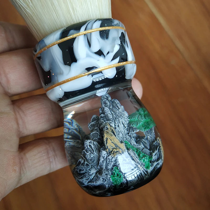 DSCosmetic 30mm Boar Bristle Shaving Brush, Resin Handle Wet Shaving - Black Great Wall