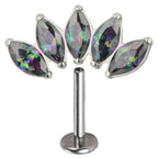 ASTM F136 Titanium EAR PIERC 5 Marquise Zircon Paved Top Threaded Labret Studs Tragus Pircing Earrings Lip studs Body Jewelry