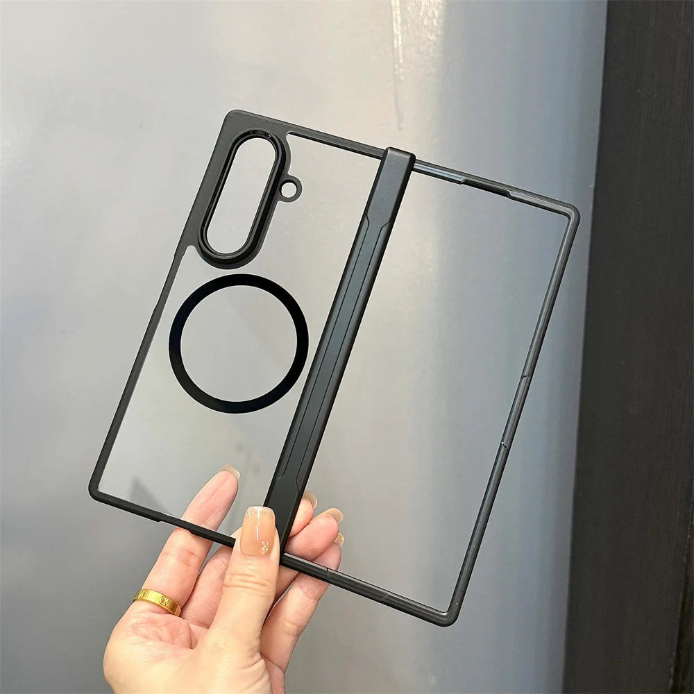 Fold7 Case Cover For Magsafe Magnetic Matte Phone Case For Samsung Galaxy Z Fold 7 5G 2025 Transparent Hinge Protection Cover
