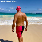 MY KILOMETRE Men's Racing Swim Jammer Shorts Chlorine Resistant Quick-Dry, BlackBlue, 3XL