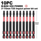 Geinxurn T25 Impact Tough Magnetic Screwdriver Bit Set, #25 Torx Head Power Bits, S2 Alloy Steel Star Bits with Storage M-Box