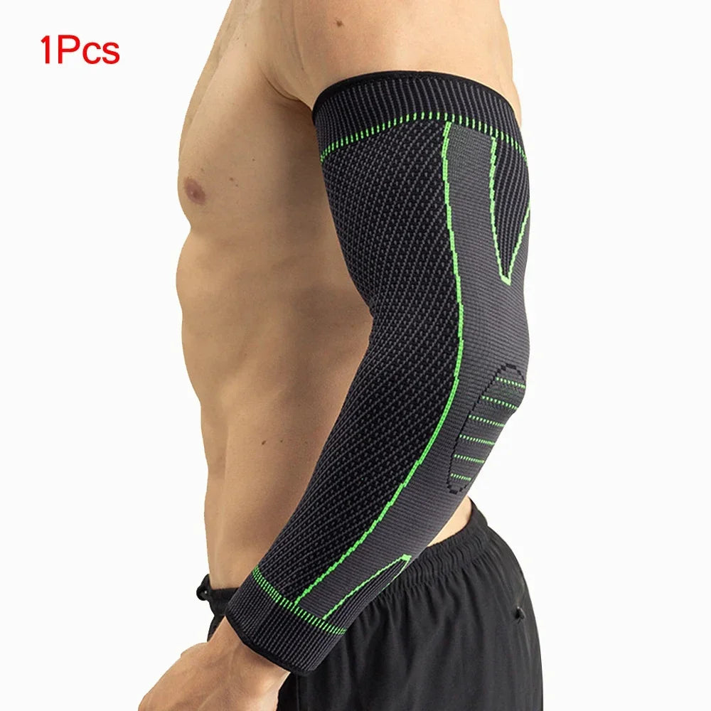 1PCS Sports Arm Compression Sleeve Anti-Slip Elbow Support Men Women Cycling Basketball Football Volleyball Baseball Tennis Golf