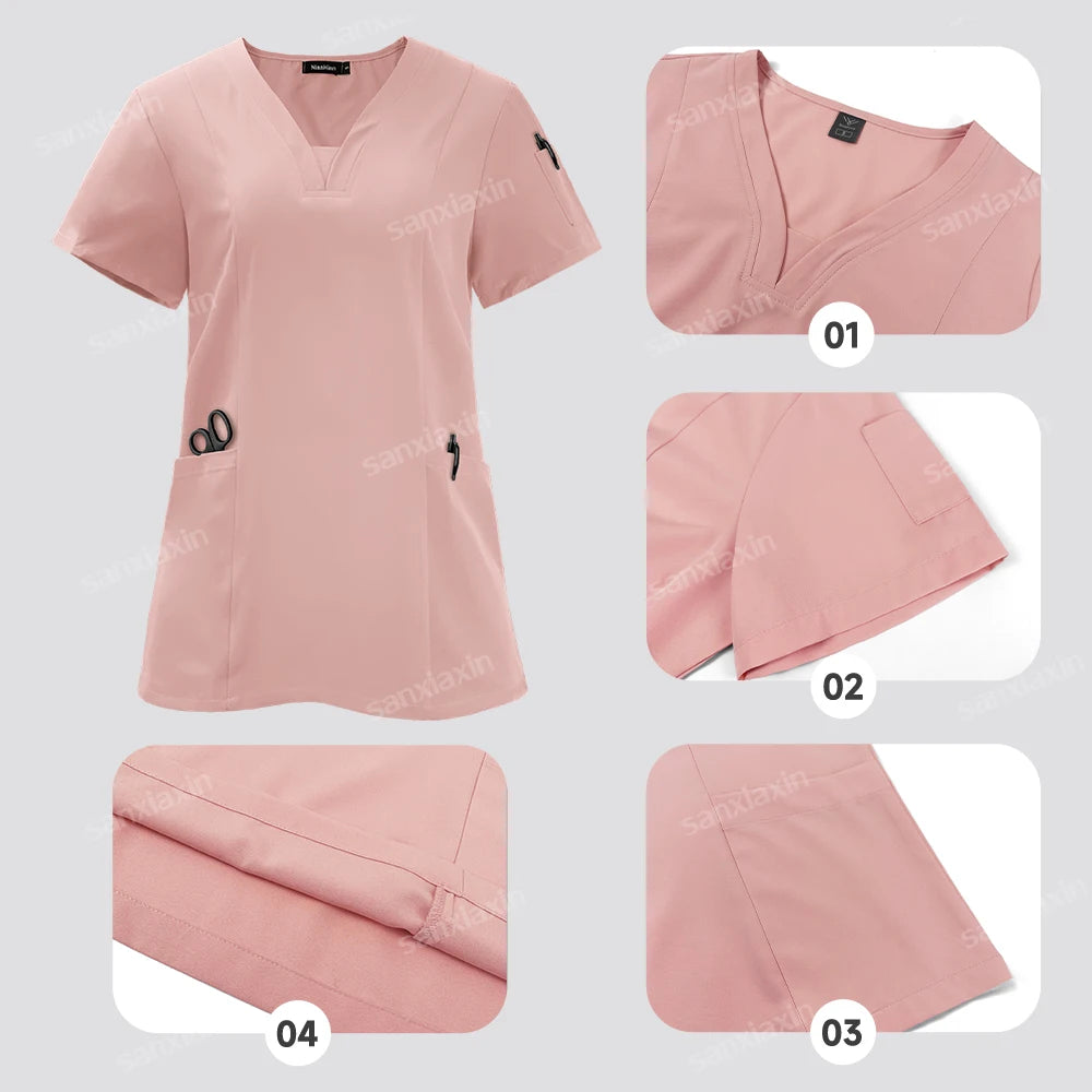 Niaahinn brand Set Women's Medical Uniforms Surgical Pajamas Nurse Uniforms Scrub Set Hospital Work Clothes Dental Surgery Suits