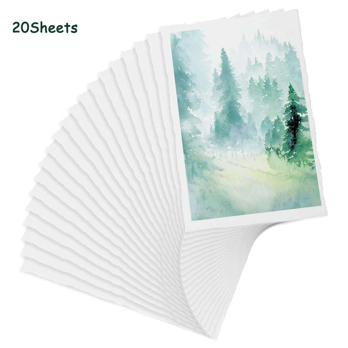 10-30 Sheets Watercolor Paper 300 GSM Thick Textured Cotton Paper - 4 x 6 Inch Deckled Edge Handmade Paper for Painting Postcard