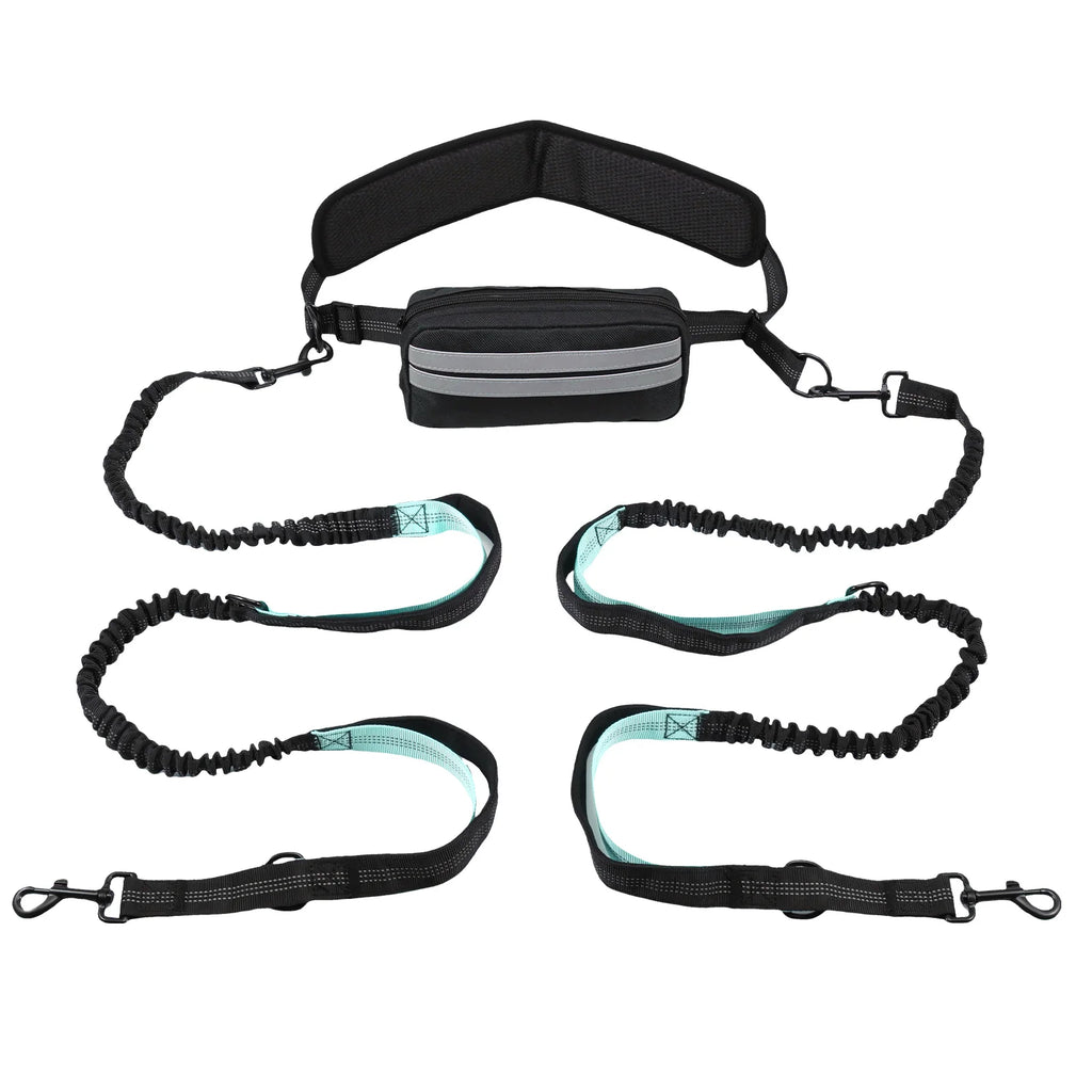Hands Free Dog Leash Reflective Leash with Waist Bag Retractable Elastic Belt Dog Traction Rope for Running Walking Pet Products