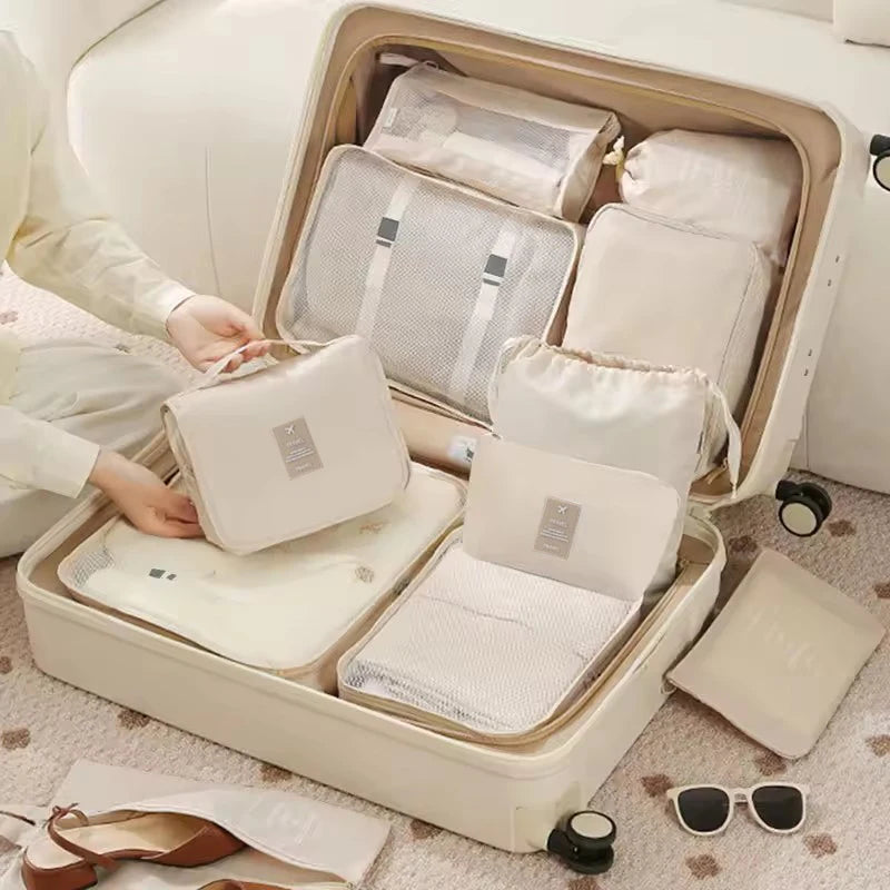 7/8/9/10 Pcs Set Travel Organizer Storage Bags Suitcase Packing Cubes Set Cases Portable Luggage Clothes Shoe Tidy Pouch Folding