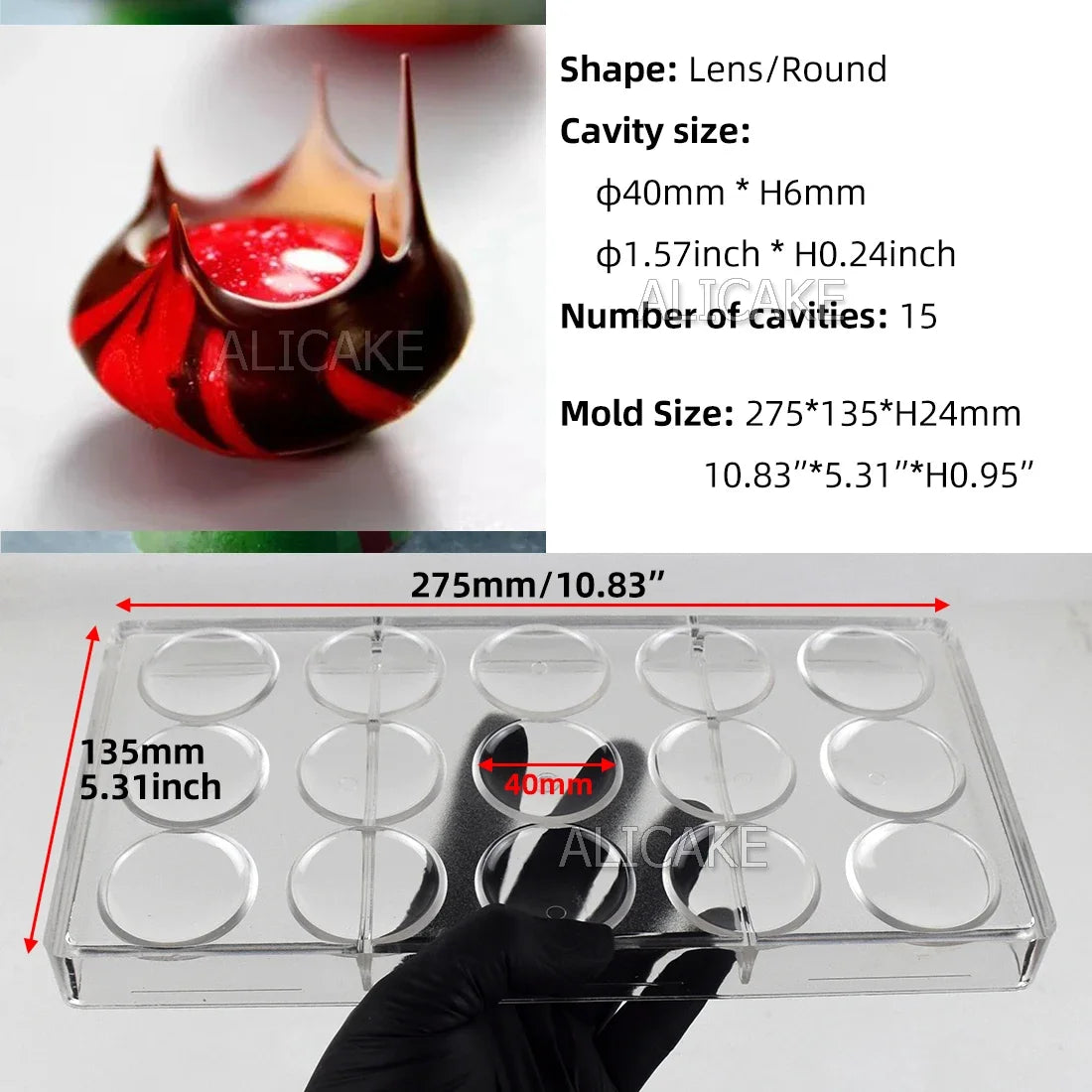 Volcano Chocolate Mold 15 Cavity Polycarbonate Chocolate Moulds PC Candy Bonbons Forms Confectionery Baking Tools