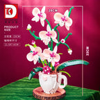 MOC Building Blocks Orchid Flowers Bouquet Flower Blocks Bonsai Plant Model Bricks Romantic DIY Home Decoration Toy for Kid Gift
