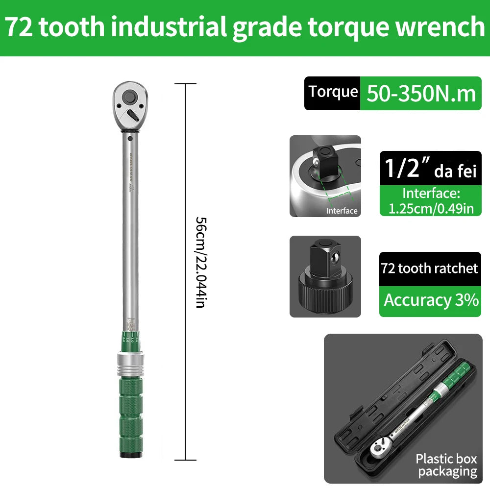 2.5-30N.m 10-120N.m 50-350N.m Torque Wrench 1/4 3/8 1/2 inch square head torque key ±3% High Accuracy Torque Wrench Professional