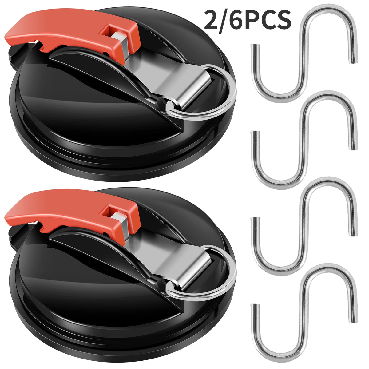 2/4Pcs Suction Cup Hooks Strong Vacuum Car Side Tarp Suction Cup with 4/8 Hooks Durable Camping Bathroom Suction Cup Maximum