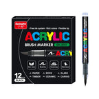 12/24/36 Colors Acrylic Marker Pens Waterproof Pen Soft brush Nib Student Art For Glass Stone Metal Glass Wood Plasctic Paper