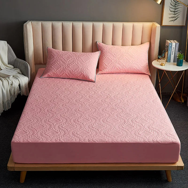 Waterproof Quilted Fitted Mattress Protector Cover Sheet 30cm Deep, Blue/Green/Grey