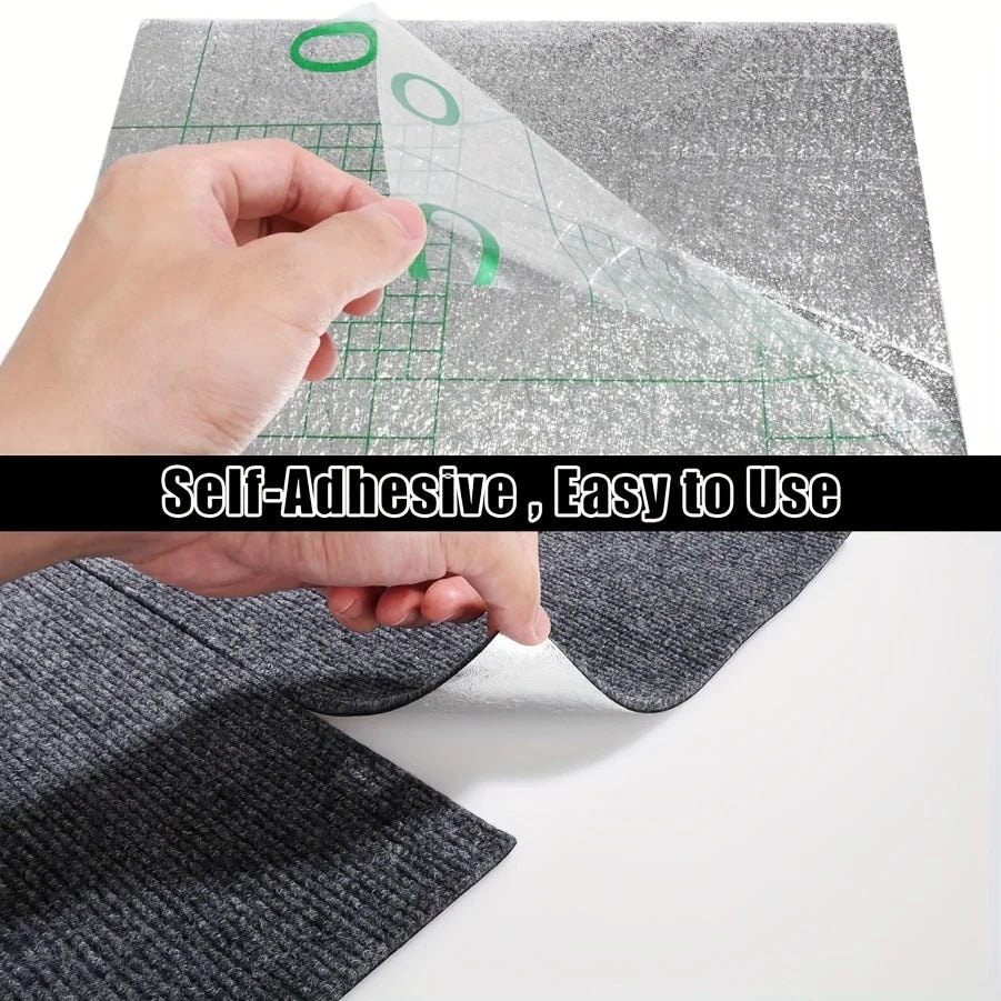 30x30cm DIY Modern Carpet Self-adhesive Anti Slip Block Fully Spread Floor Mat Bedroom Study Office Can Be Cut