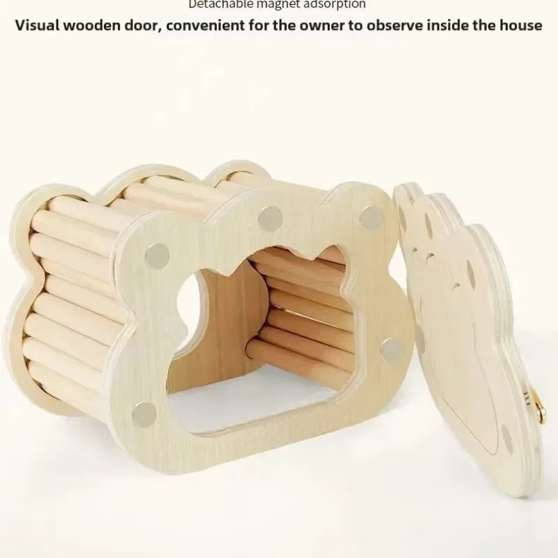 Hamster Voyeur Series Wooden Nest House Avoidance Observation House Cute Golden Bear Flower Branch Mouse Entertainment Intera