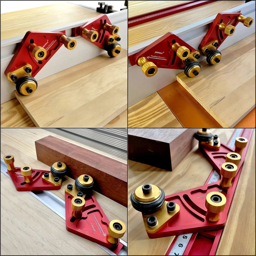 1 Pair Bearing Roller Feeder, Upgraded Aluminum Alloy Feather Loc Board, Table Saw Feeding Safety Propelling Auxiliary Tool