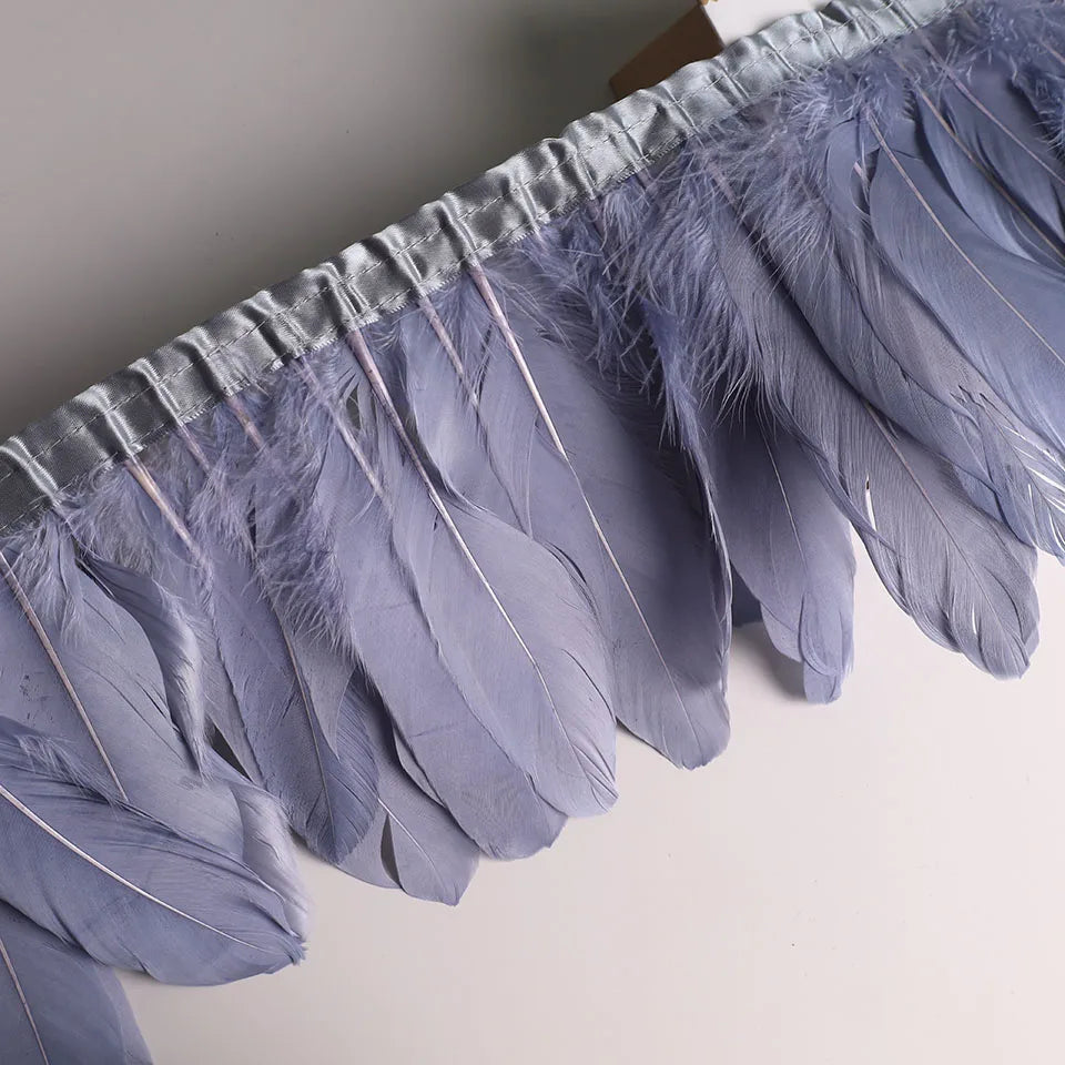 10Meters Goose Feather Fringe Ribbon Handicraft Accessories White Swan Feathers Trims Carnival Plumas Dress Decoration Wholesale