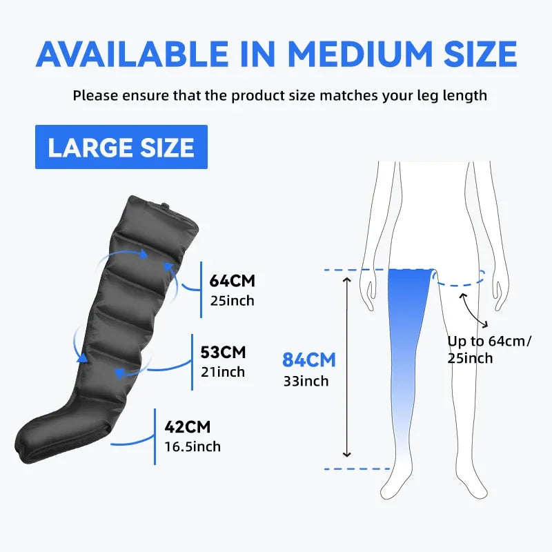 Air Compression Massage Boots Leg and Foot Massager, Long or Short, AU/EU/UK/US Plug