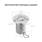 38/50mm 316 Stainless Steel Boat Deck Filler with Keyless Cap GAS DIESEL FUEL WASTE WATER Mirror Polish Marine Deck Filler Cap