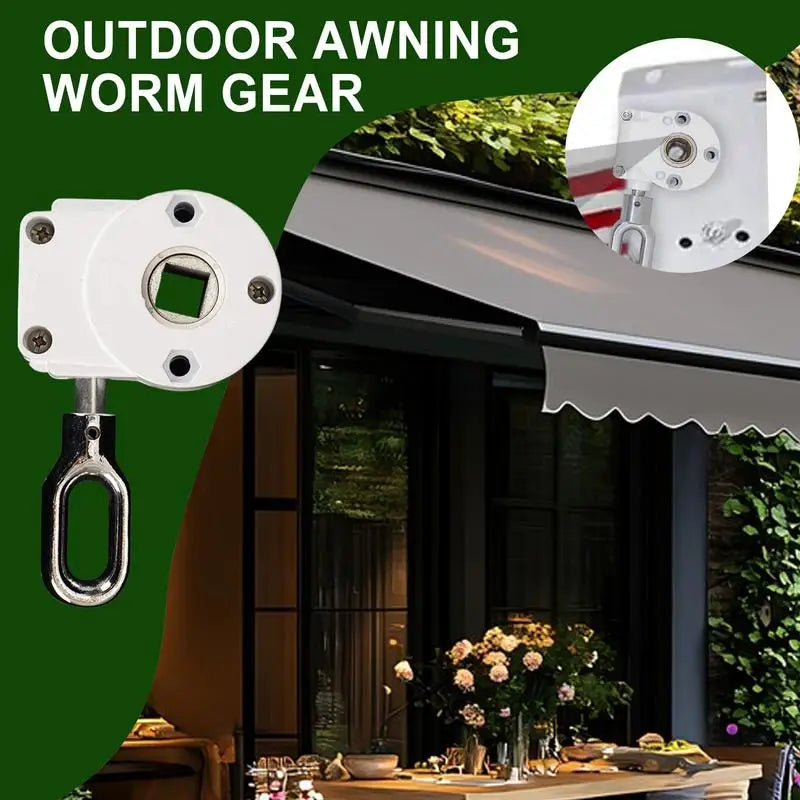 Outdoor Crank Gear Drive Awning Worm Gear Yard Lawn Balcony Patio Aluminum Alloy Awning Gearbox Canopy Accessories