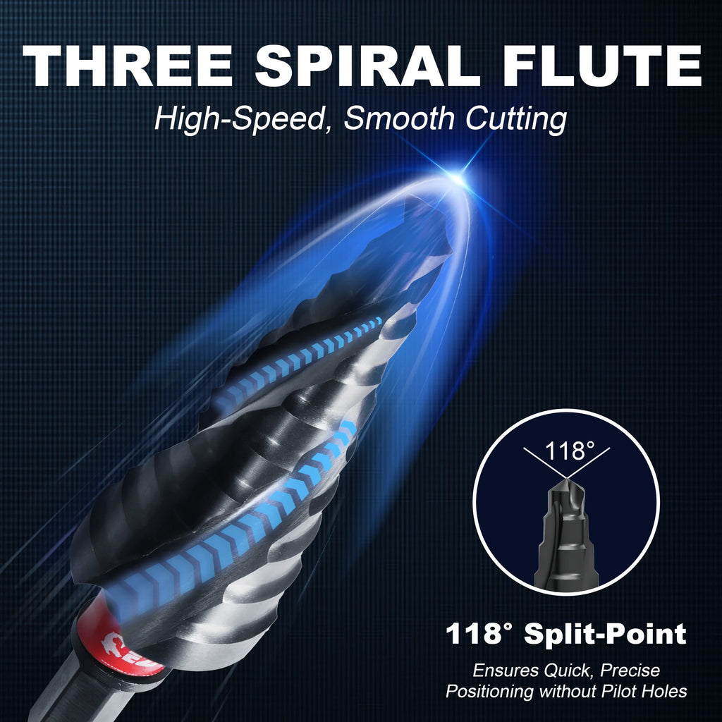 Step Drill Bit for Metal 1PC, 4-20mm M35 Spiral Flute Unibit Step Drill Bit, 1/4" Hex Shank for Metal, Wood, AlTiN Coated