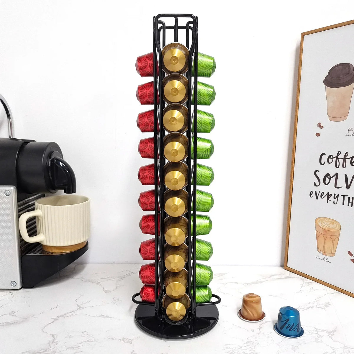 1PC 40 Pod Coffee Capsules Nespresso Coffee Pods Holder Rotating Rack Coffee Capsule Stand Storage Shelve Organization Holder