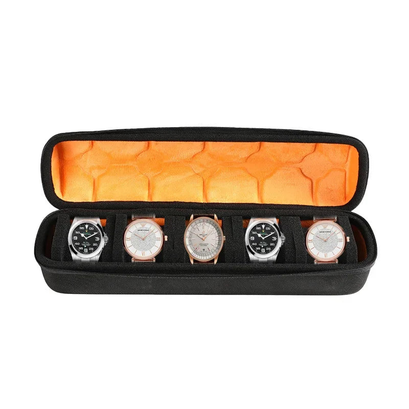 1/2/3/5/6/10 Slot Watch Travel Case,Hard Watch Roll, Travel Watch Organizer Case with Form-Fitting Pillow, Red Microfiber Lining