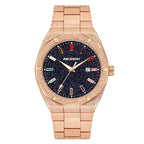 Men's Quartz Wristwatch with Date and Luminous Hands, Gold/Rose/Silver