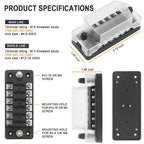 6 Way Fuse Box with Negative Bus Waterproof 6 Circuit Automotive Fuse Holder Fuse Block for 12V/24V Car Truck Boat Marine RV