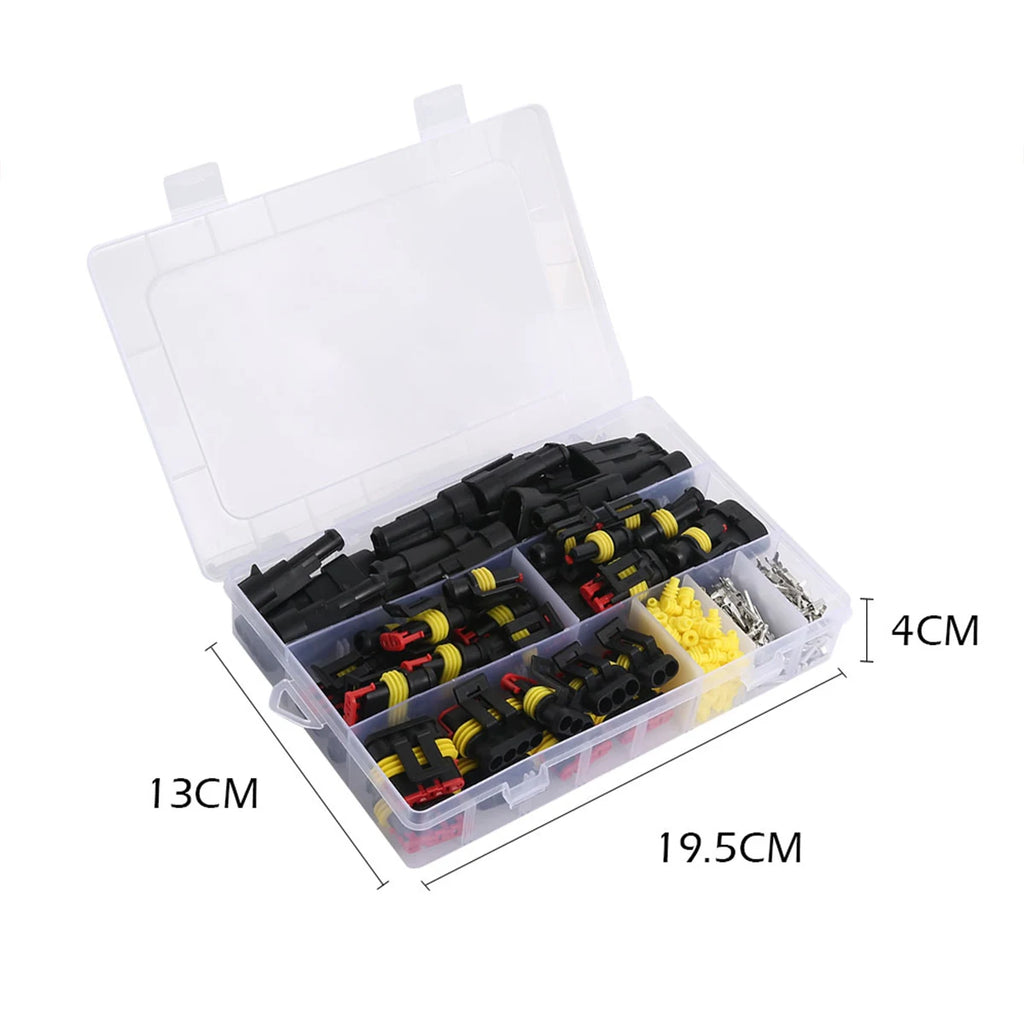 352pcs Waterproof Connectors For Car Motorcycle Yacht Electrical Wire Connector Kit 1/2/3/4 Pin Terminals Harness Plug Connector