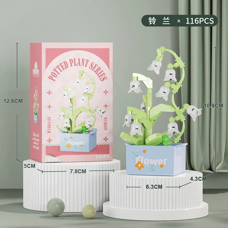 Flower Bouquet Mini Particle Building Blocks Flower Kit 3D DIY Creative Plants Micro Bricks for Home Decor Girl Gift Adults Kids