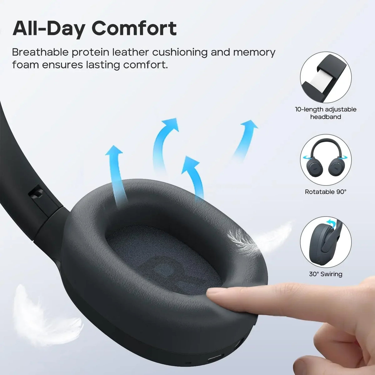 Tribit QuietPlus 81 ANC Headphones, XBass, 110H Playtime, Bluetooth 6.0, 6 Custom EQ, Foldable Bluetooth Headset for Home/Travel
