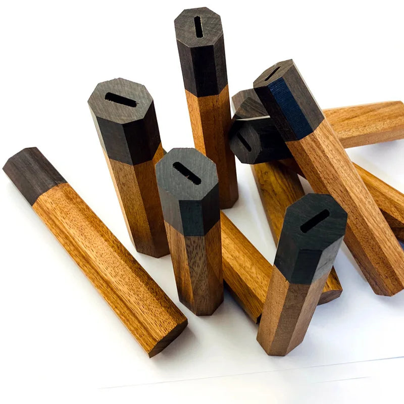1PC Octagonal Red Kibao Ebony Wood Handle 115mm, DIY for Japanese Style Kitchen & Sashimi Knives