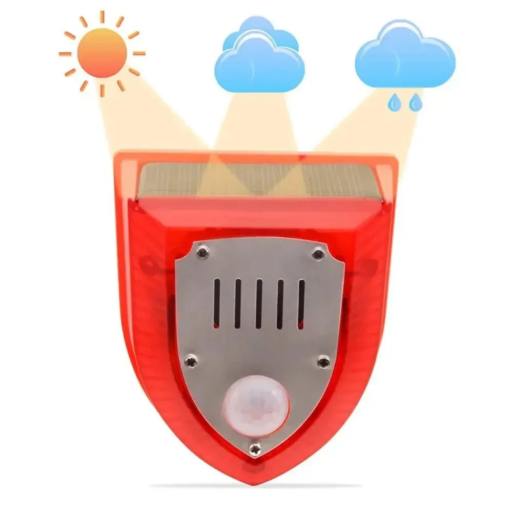 Outdoor Solar Security Siren with 3 Modes Motion Sensor Alarm Animal Repeller for Villa Farm Yard Garden Dog and Wild Boar